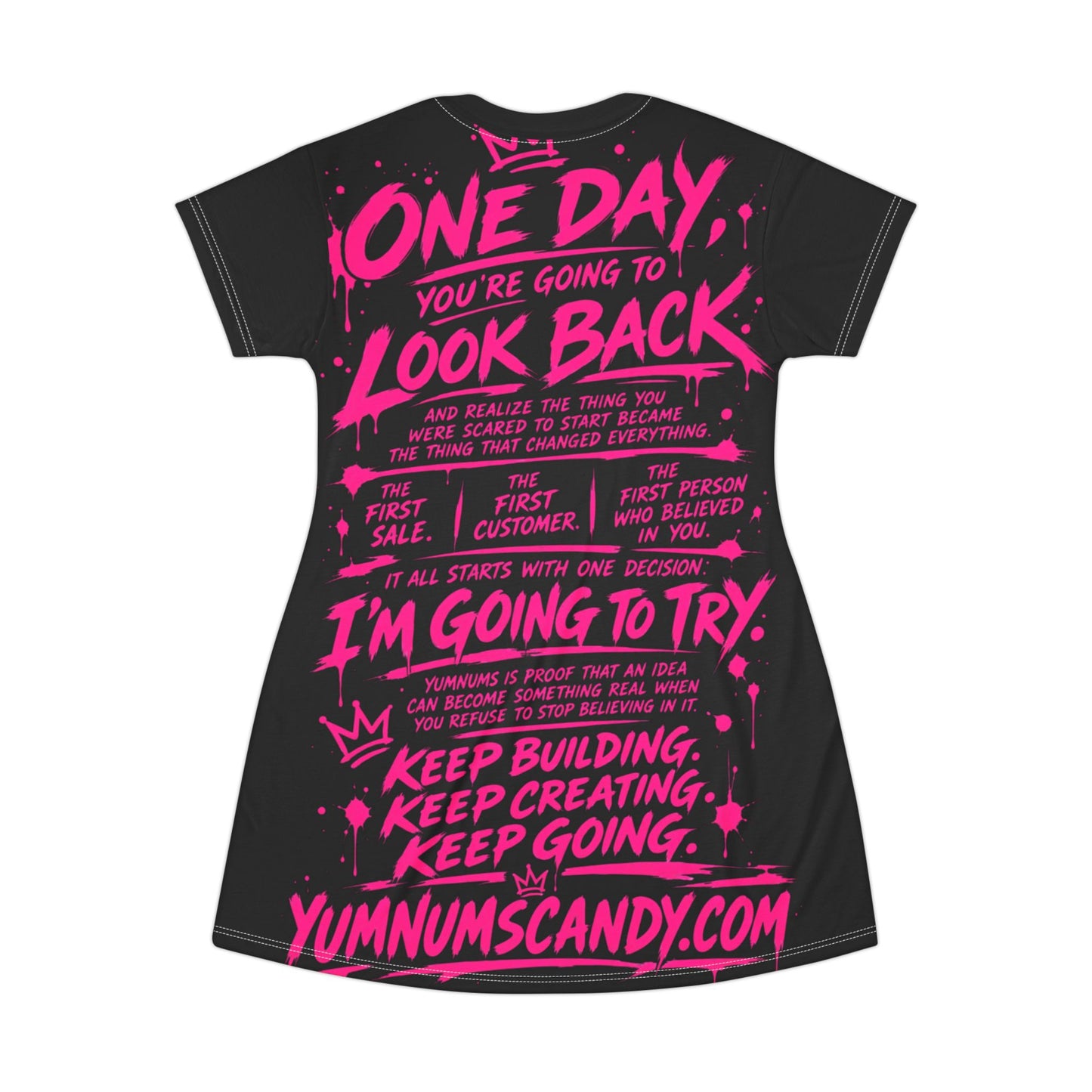 Women’s Black & Pink Sundress | YumNums Candy Graphic Dress | Motivational Streetwear