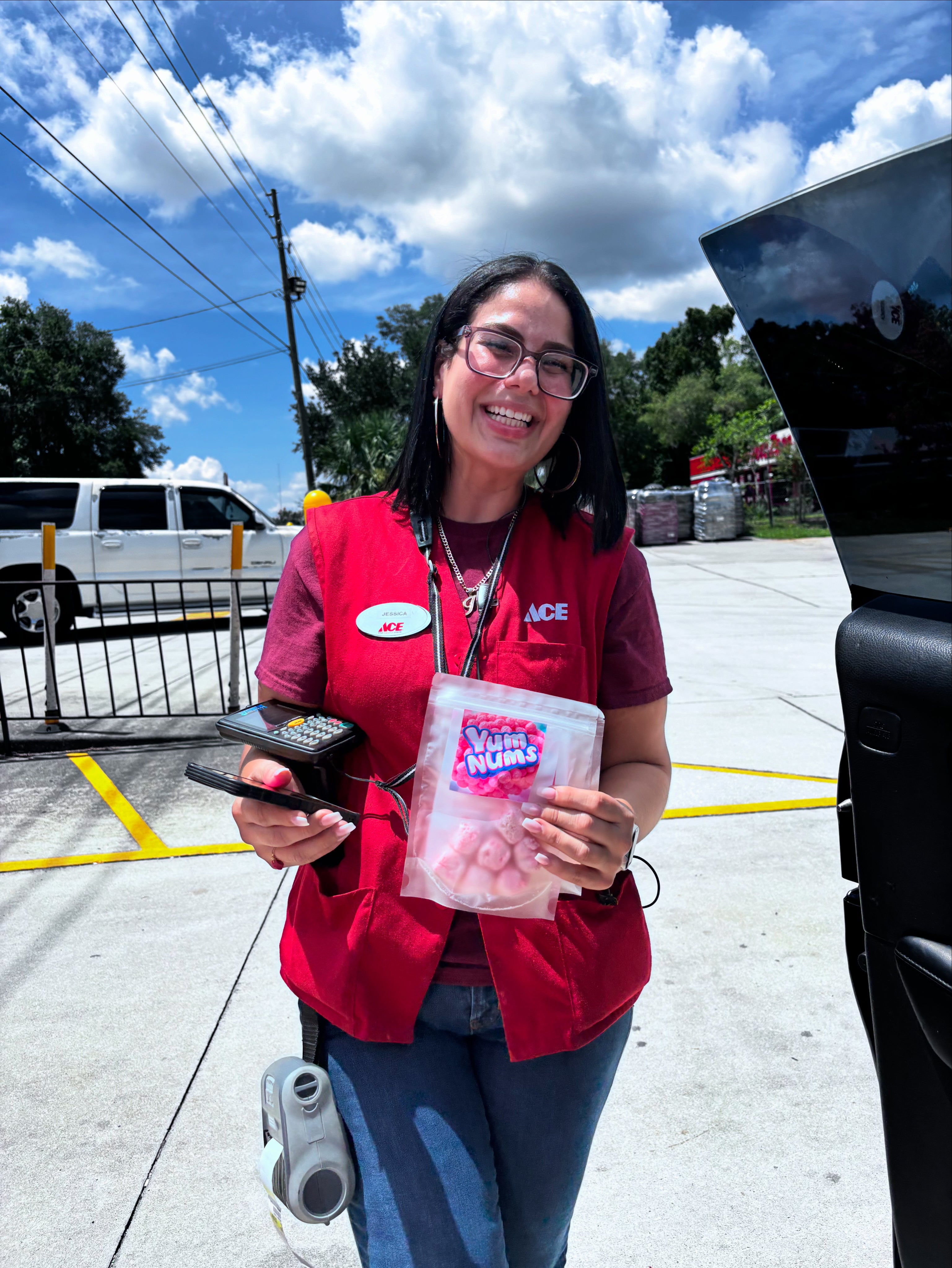 Ace hardware customer with yumnums candy 